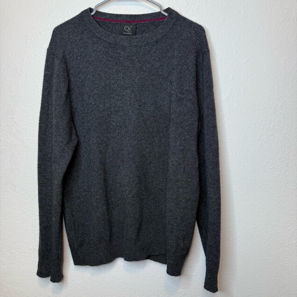 Qi Cashmere Crewneck Charcoal Sweater Size Large